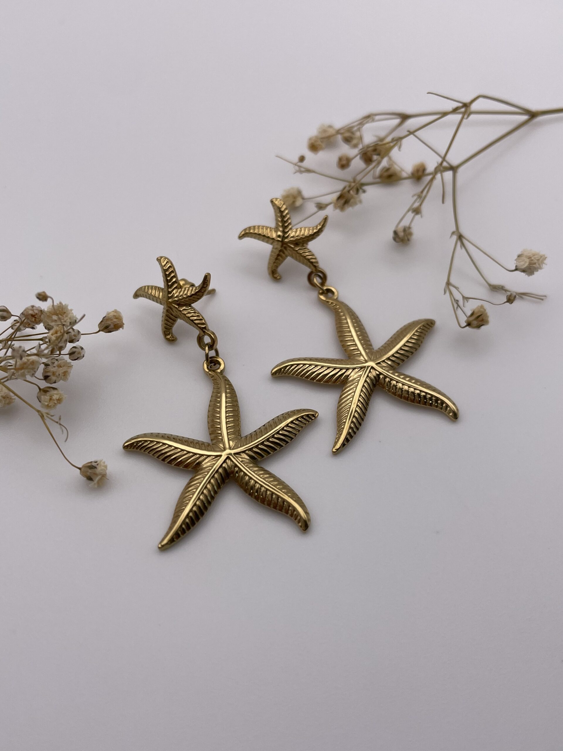 Pendientes estrella de mar doble