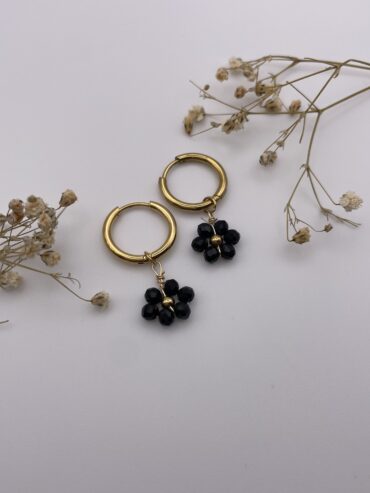 Pendientes flor negra