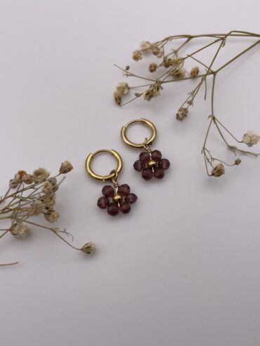 Pendientes flor llila
