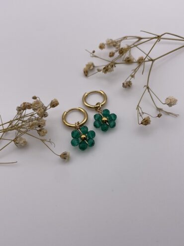 Pendientes flor verde