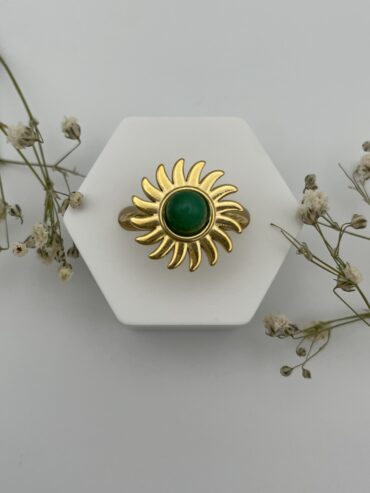 Anillo sun piedra verde
